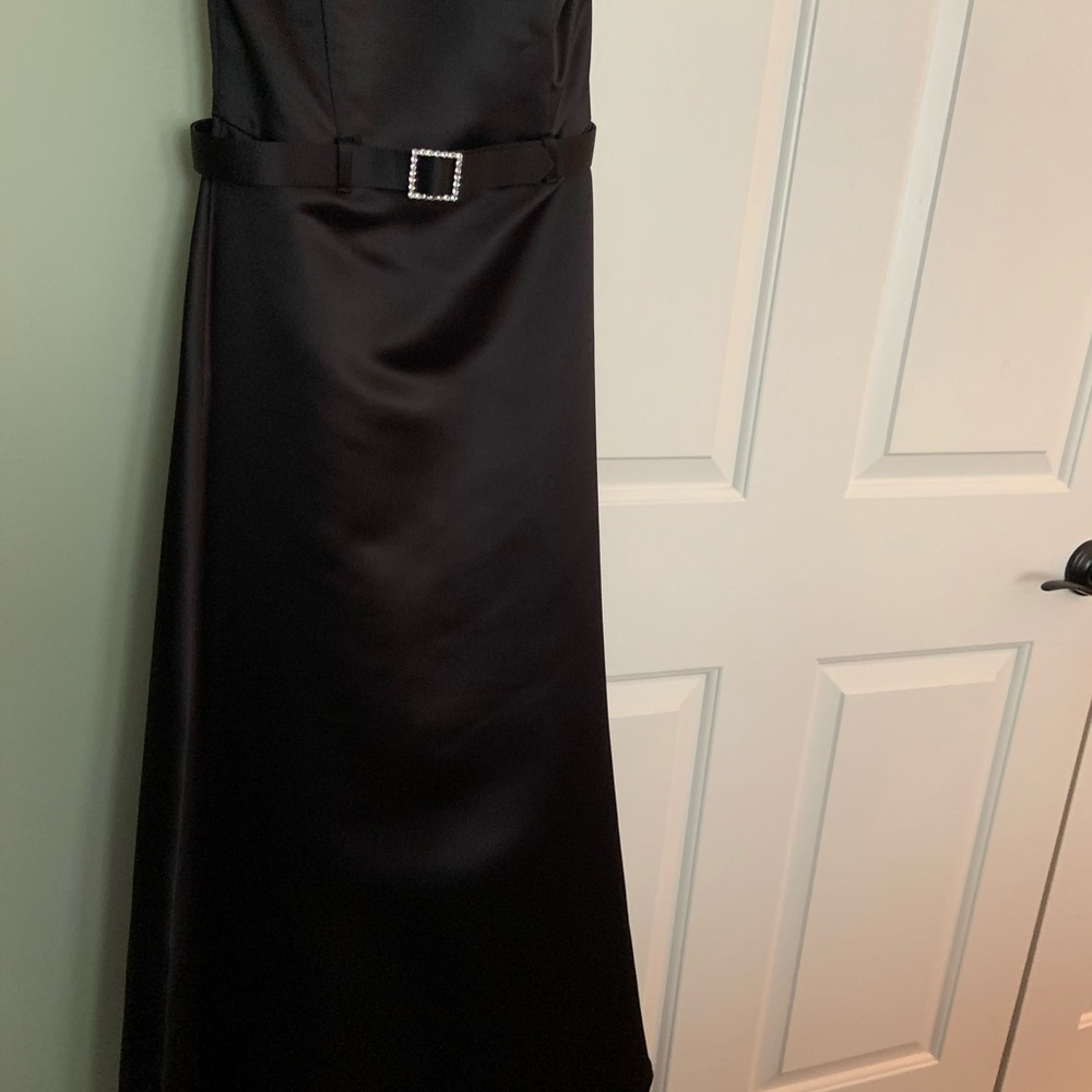 Formal long black satin dress